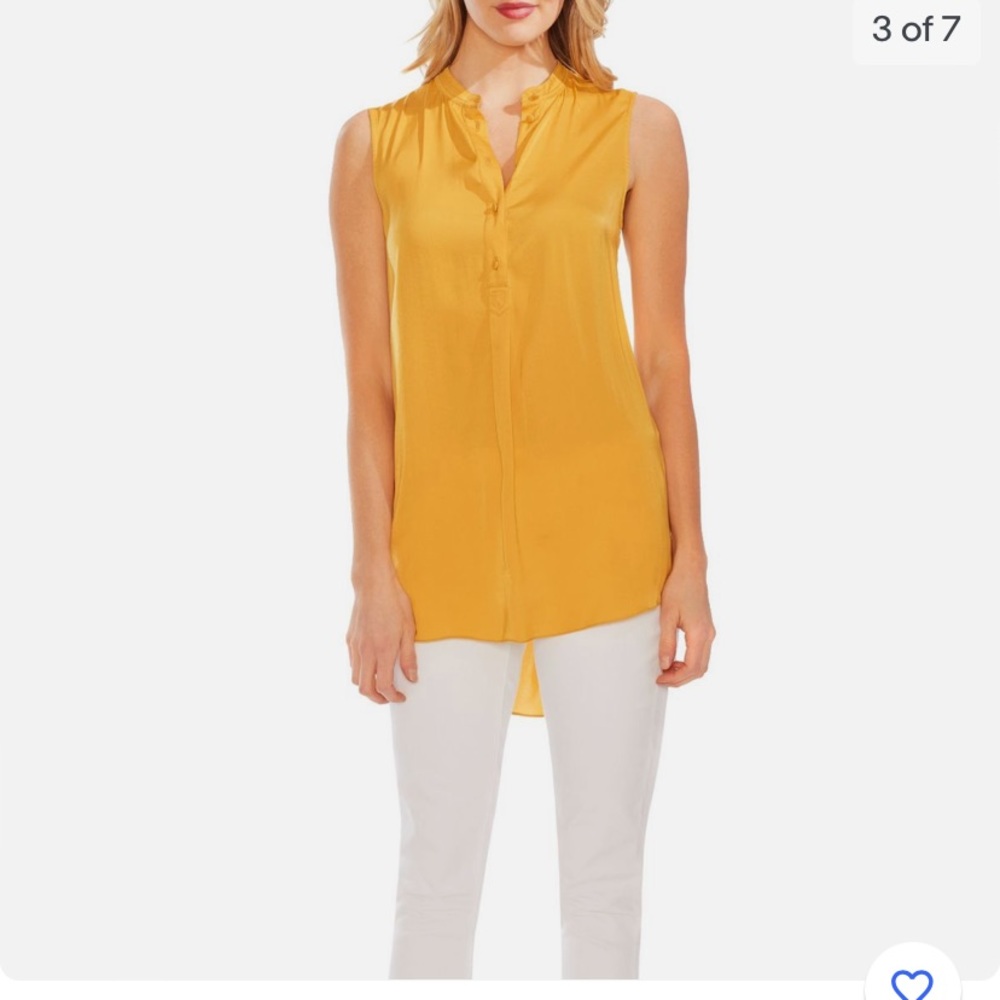 Vince Camuto Women's Tunic Sleeveless Button Down Rumple Henley Top. Size Small.